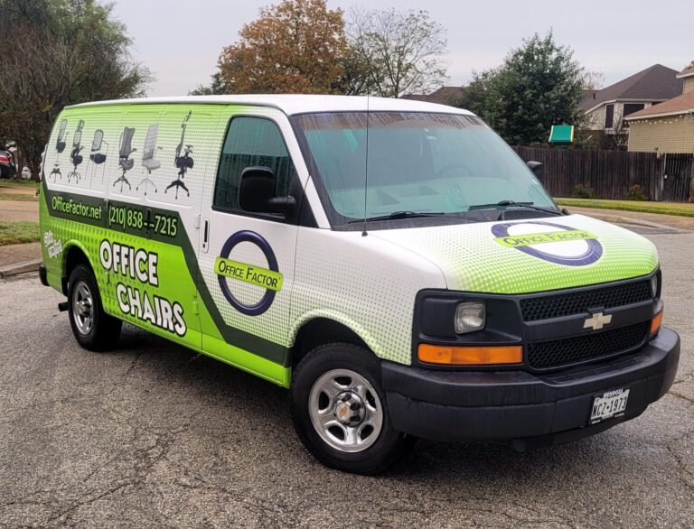 Office Chairs custom van wrap, oblique (1)