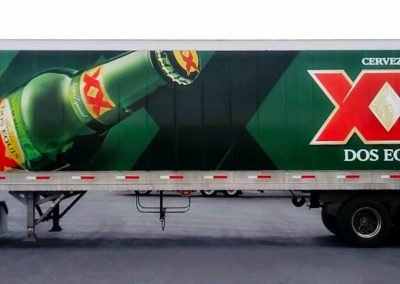 Crop of a XX beer Wrap on a Truck dry box.