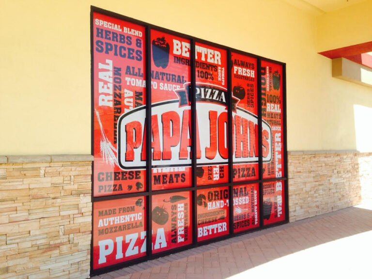 Custom print on perforated vinyl on fast food large window
